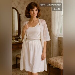 Vintage Lady Manhattan White Half Slip 1X | Eyelet Hem | Made in DR